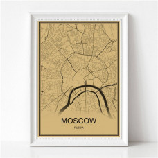 Moscow - Moskva - Retro Bykart - Brun Rektangel