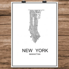 New York - Manhattan - Minimalist Bykart - Hvit (Ver 2)