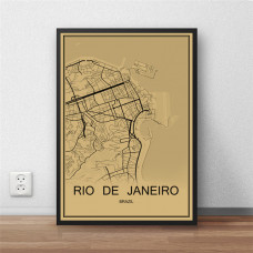 Rio De Janeiro - Retro Bykart - Brun Rektangel