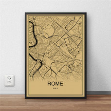 Roma - Rome - Retro Bykart - Brun Rektangel