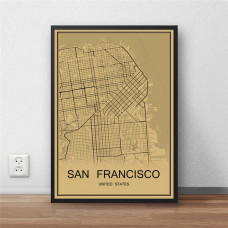 San Francisco - Retro Bykart - Brun Rektangel