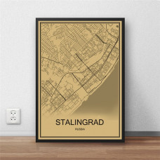 Stalingrad - Volgograd - Retro Bykart - Brun Rektangel